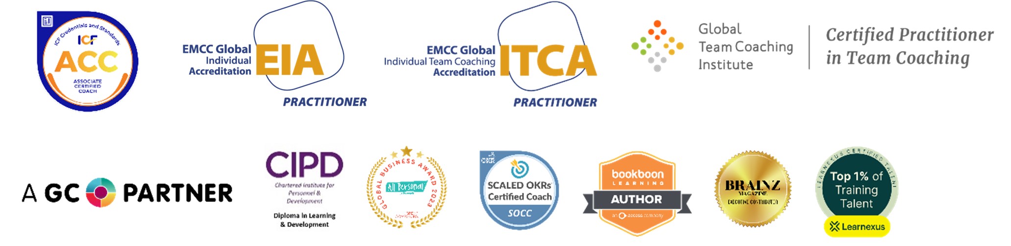 ICF and EMCC Certified Coach and Team Coach Practitioner, Learning & Development and HR Practitioner, Scaled OKRs Coach, Bookboon Learning Author, Learnexus Top 1% of Training Talent